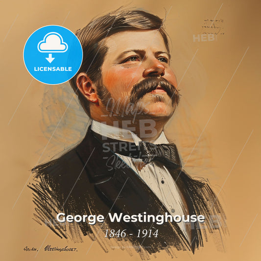 George Westinghouse, 1846 - 1914, American entrepreneur and engineer - A Man With A Mustache Wearing A Suit And Bow Tie Print Template