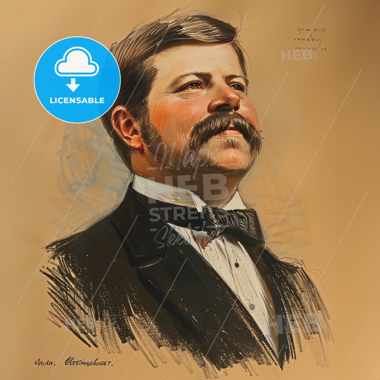 George Westinghouse, 1846 - 1914, American entrepreneur and engineer - A Man With A Mustache Wearing A Suit And Bow Tie