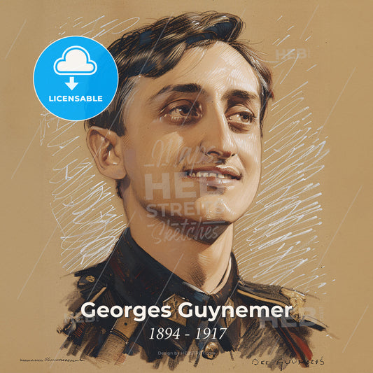 Georges Guynemer, 1894 - 1917, French fighter ace and aviator - A Man In Uniform Looking Up Print Template
