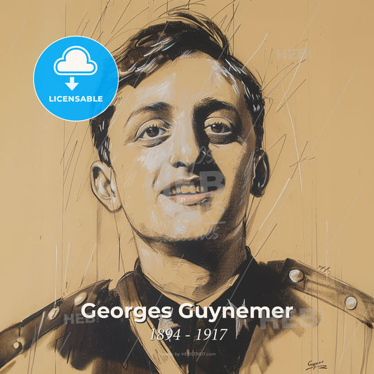 Georges Guynemer, 1894 - 1917, French fighter ace and aviator - A Drawing Of A Man Print Template