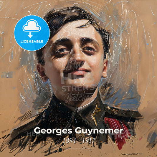 Georges Guynemer, 1894 - 1917, French fighter ace and aviator - A Man In Uniform With A Mustache Print Template