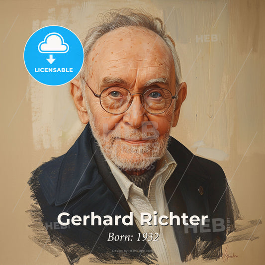 Gerhard Richter, Born: 1932, German painter - A Man With Glasses And A Beard Print Template