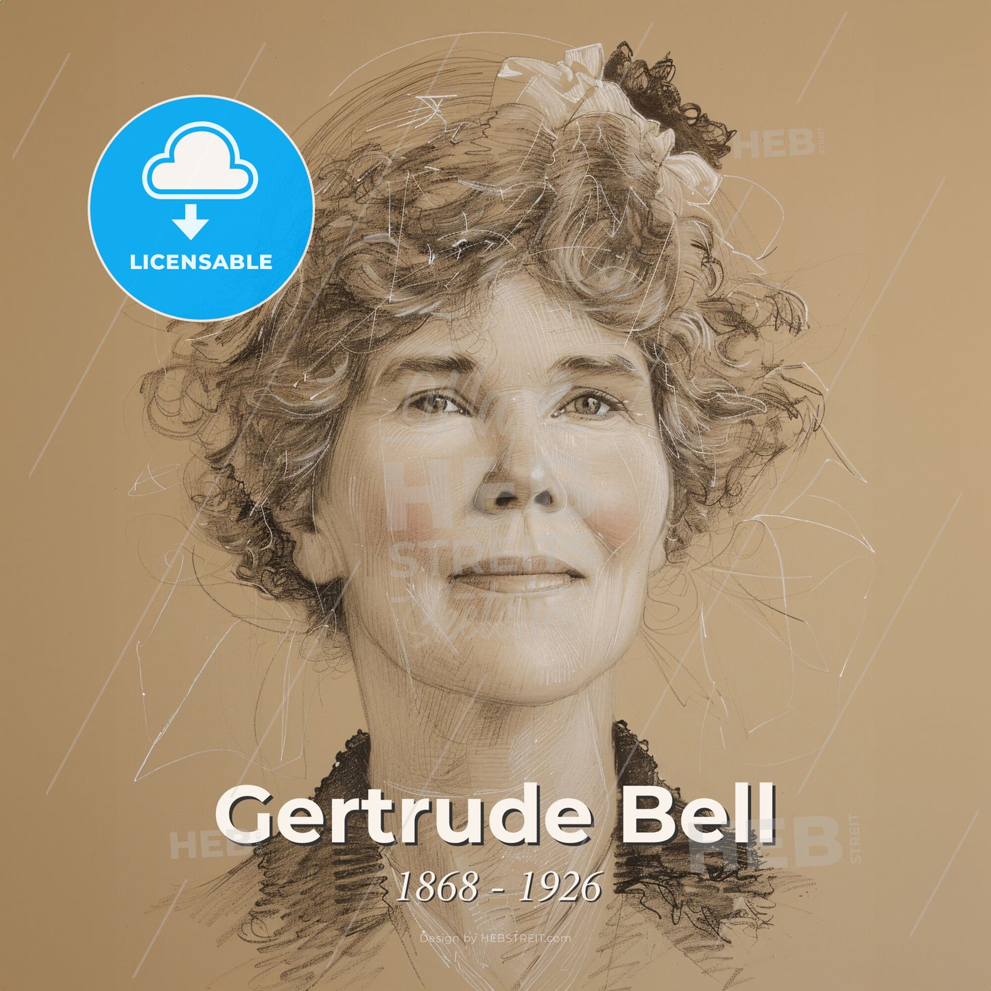 Gertrude Bell, 1868 - 1926, British archaeologist and writer - A Drawing Of A Woman Print Template