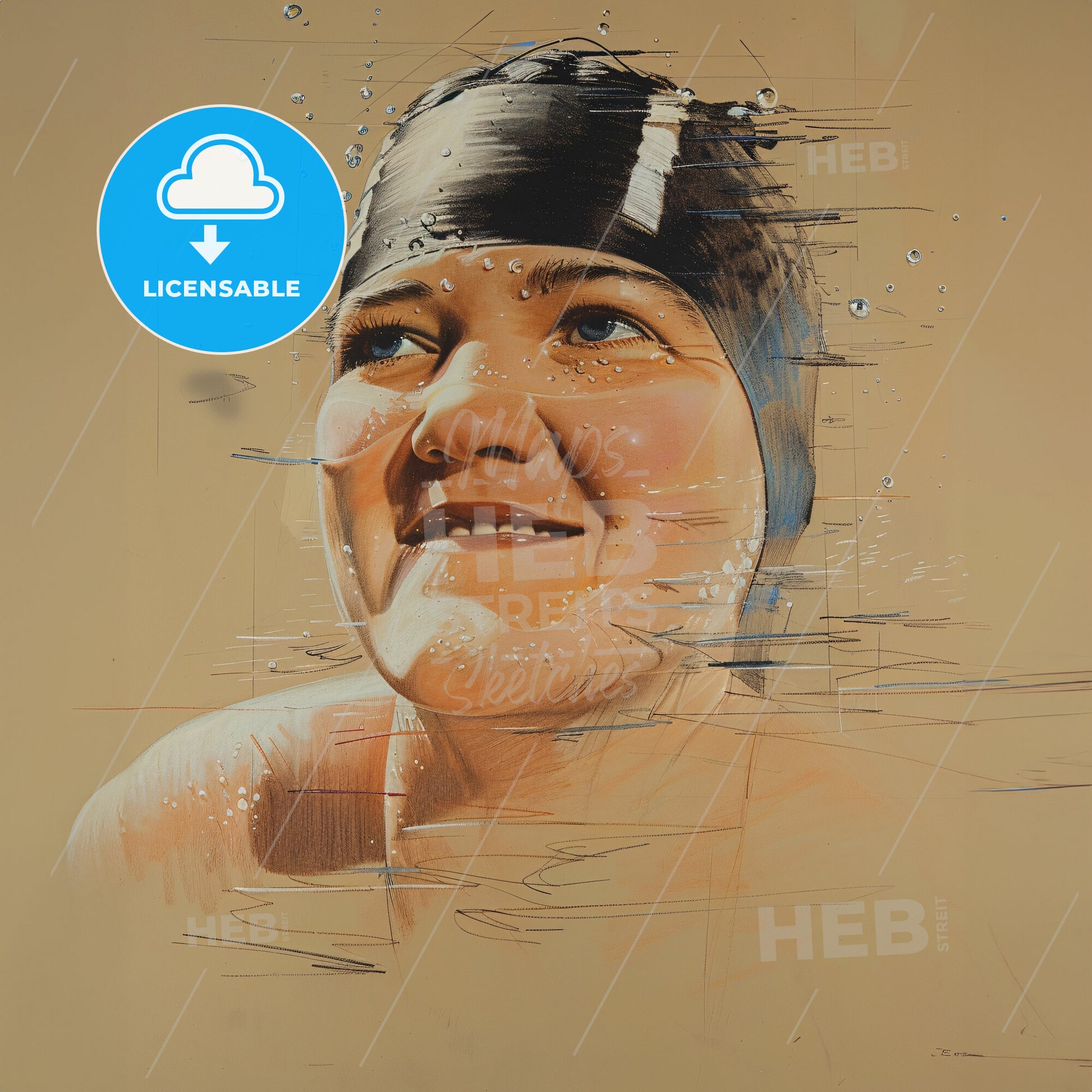Gertrude Ederle, 1905 - 2003, American swimmer - A Woman In A Swim Cap