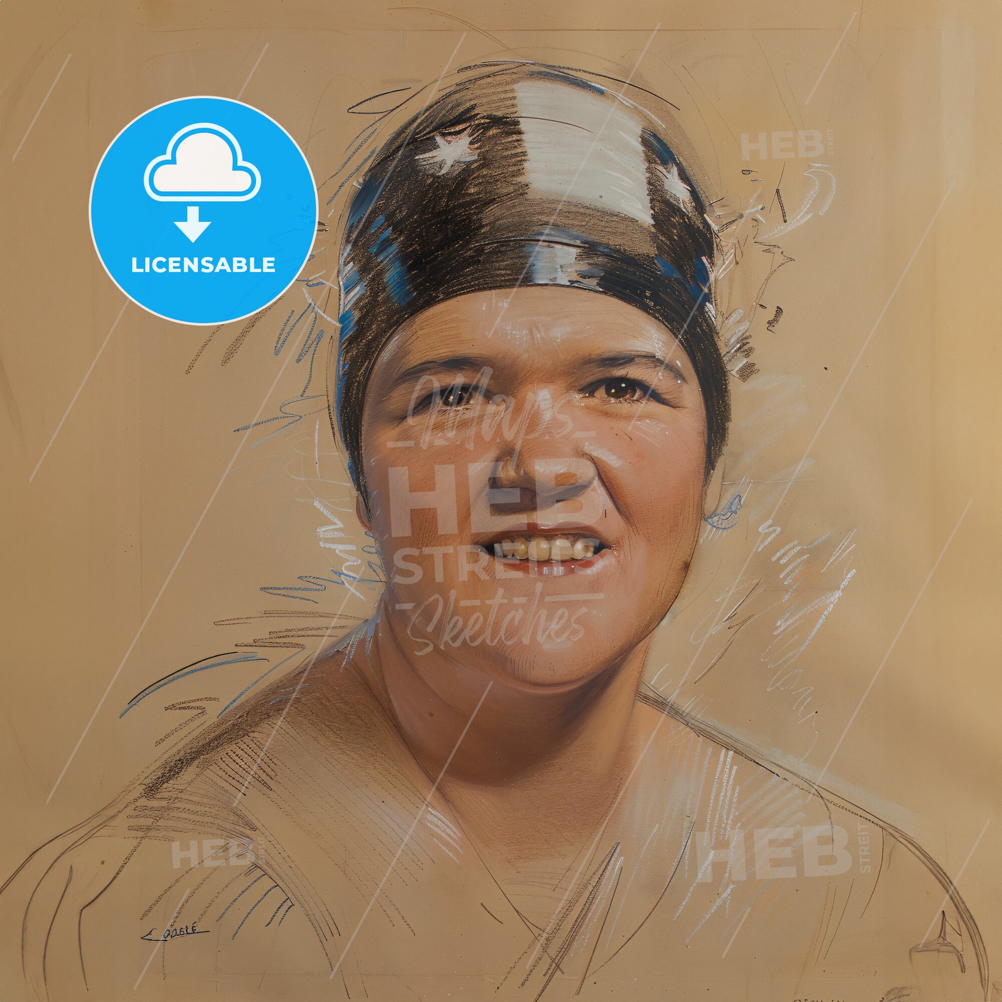 Gertrude Ederle, 1905 - 2003, American swimmer - A Drawing Of A Woman