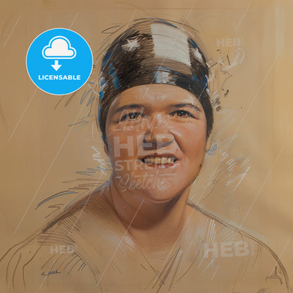 Gertrude Ederle, 1905 - 2003, American swimmer - A Drawing Of A Woman