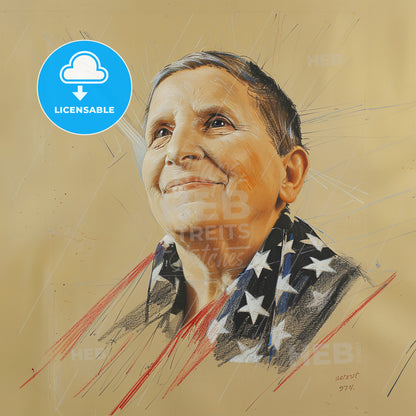 Gertrude Stein, 1874 - 1946, American writer - A Woman With A Flag Around Her Neck