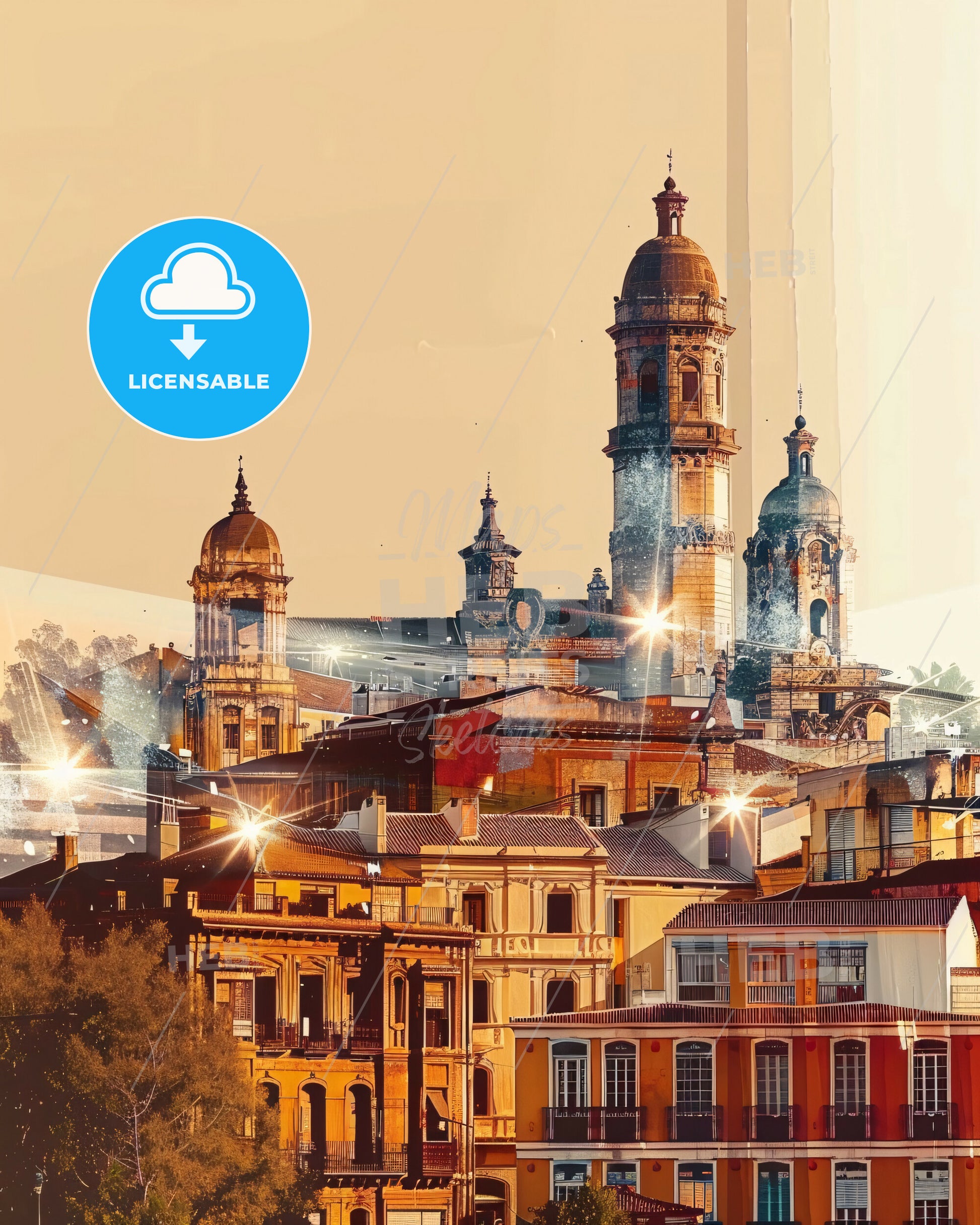 Getafe City Skyline Poster with Architectural Icons - A city with many buildings