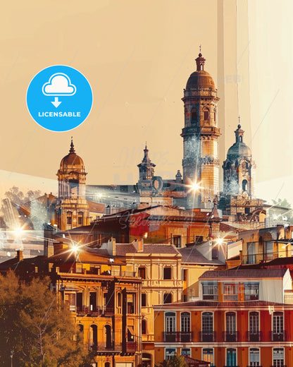 Getafe City Skyline Poster with Architectural Icons - A city with many buildings