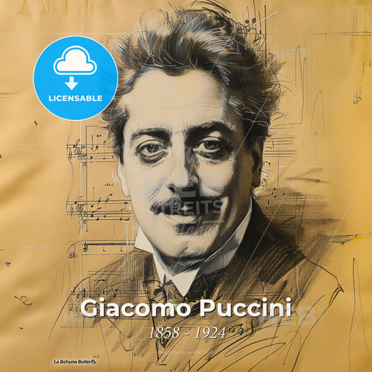 Giacomo Puccini, 1858 - 1924, Italian composer - A Drawing Of A Man Print Template