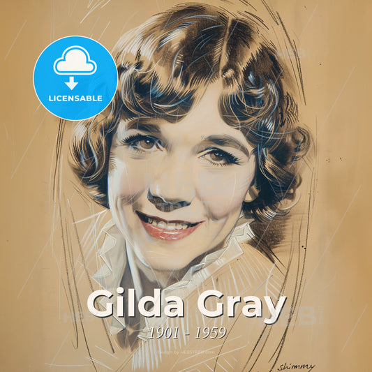 Gilda Gray, 1901 - 1959, Polish-American actress and dancer - A Drawing Of A Woman Smiling Print Template