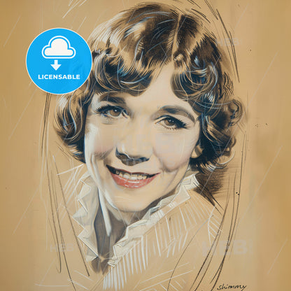 Gilda Gray, 1901 - 1959, Polish-American actress and dancer - A Drawing Of A Woman Smiling