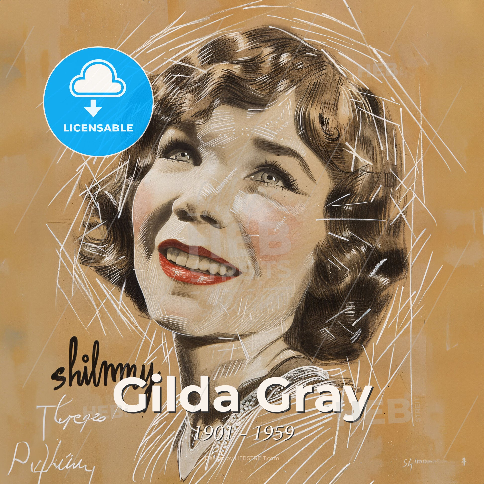 Gilda Gray, 1901 - 1959, Polish-American actress and dancer - A Drawing Of A Woman Print Template