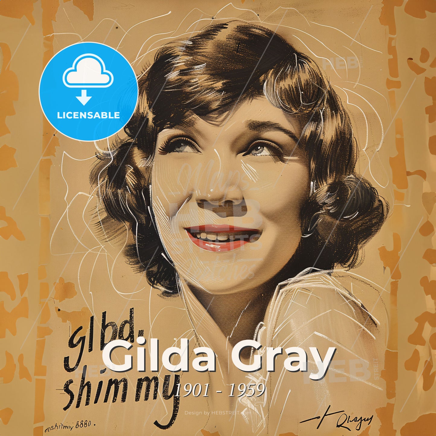 Gilda Gray, 1901 - 1959, Polish-American actress and dancer - A Woman With Short Hair Smiling Print Template