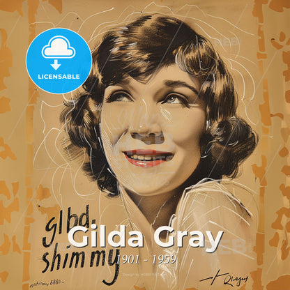 Gilda Gray, 1901 - 1959, Polish-American actress and dancer - A Woman With Short Hair Smiling Print Template