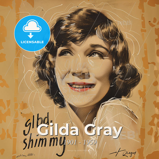 Gilda Gray, 1901 - 1959, Polish-American actress and dancer - A Woman With Short Hair Smiling Print Template