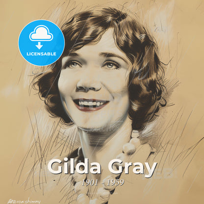 Gilda Gray, 1901 - 1959, Polish-American actress and dancer - A Drawing Of A Woman Smiling Print Template