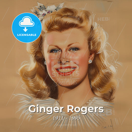 Ginger Rogers, 1911 - 1995, American actress and dancer - A Woman With A Flower In Her Hair Print Template
