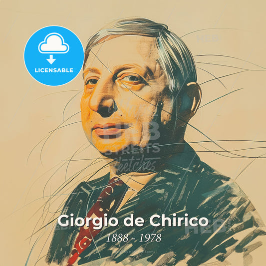 Giorgio de Chirico, 1888 - 1978, Italian surrealist painter - A Man In A Suit Print Template