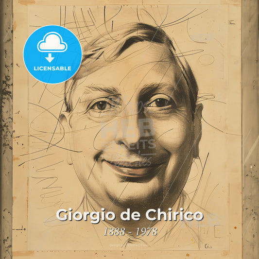 Giorgio de Chirico, 1888 - 1978, Italian surrealist painter - A Drawing Of A Man Print Template