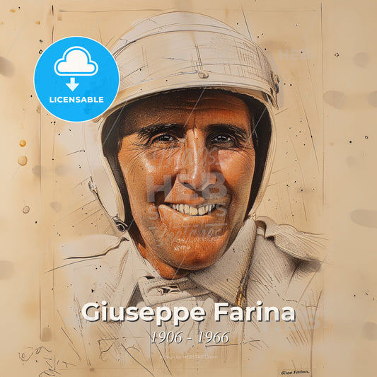 Giuseppe Farina, 1906 - 1966, Italian racing driver - A Man Wearing A Helmet Print Template