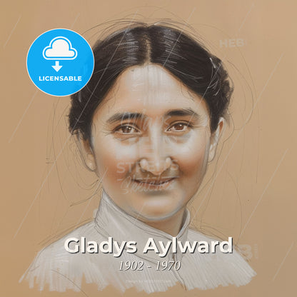 Gladys Aylward, 1902 - 1970, British missionary - A Woman With Dark Hair Wearing A White Shirt Print Template