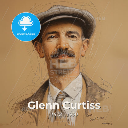 Glenn Curtiss, 1878 - 1930, American aviation pioneer - A Man With A Mustache Wearing A Hat Print Template