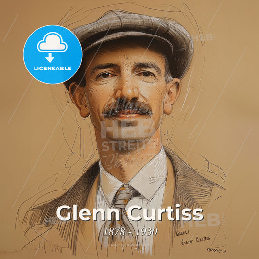 Glenn Curtiss, 1878 - 1930, American aviation pioneer - A Man With A Mustache Wearing A Hat Print Template