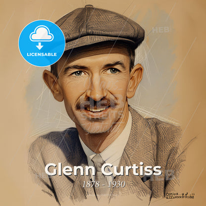 Glenn Curtiss, 1878 - 1930, American aviation pioneer - A Man With A Mustache Wearing A Hat Print Template