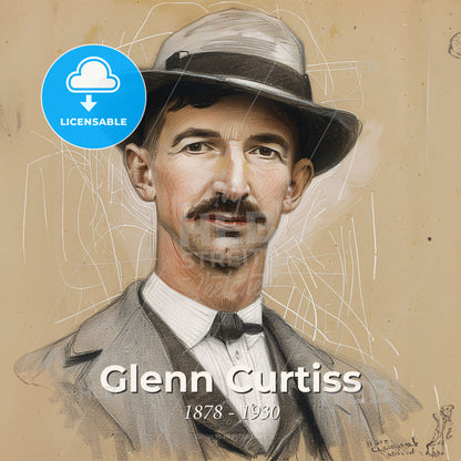 Glenn Curtiss, 1878 - 1930, American aviation pioneer - A Man With A Mustache Wearing A Hat Print Template