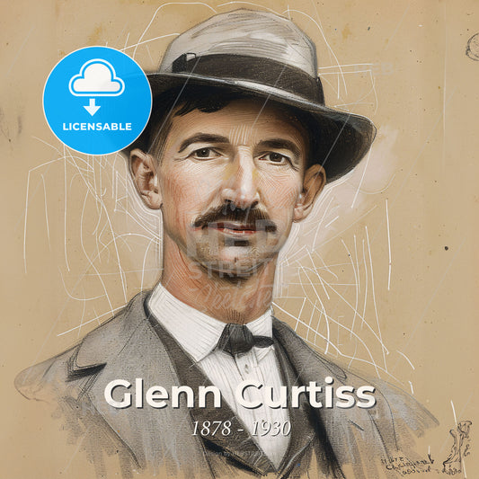 Glenn Curtiss, 1878 - 1930, American aviation pioneer - A Man With A Mustache Wearing A Hat Print Template