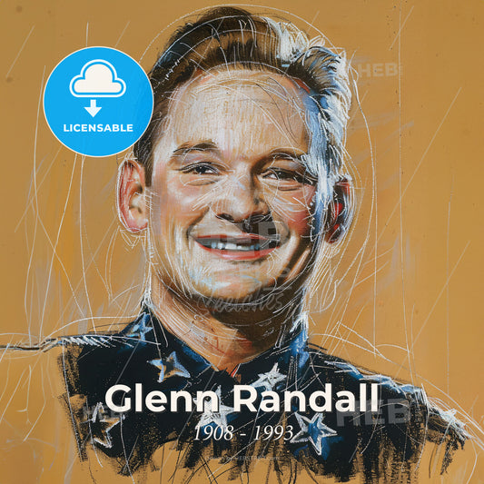 Glenn Randall, 1908 - 1993, American stuntman and actor - A Man Smiling With White Stars On His Shirt Print Template