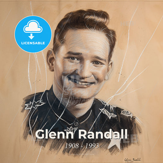 Glenn Randall, 1908 - 1993, American stuntman and actor - A Drawing Of A Man Smiling Print Template