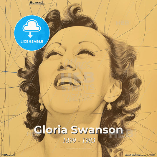 Gloria Swanson, 1899 - 1983, American actress - A Woman Smiling With Her Eyes Closed Print Template