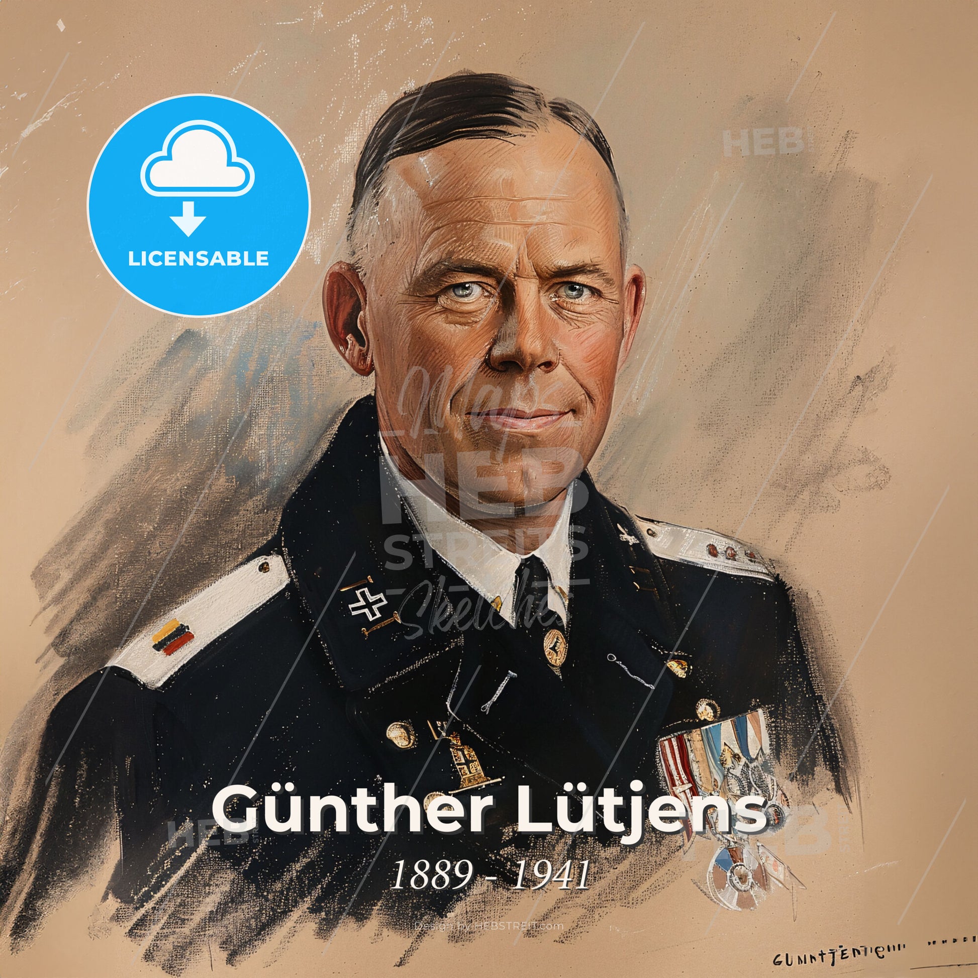 Günther Lütjens, 1889 - 1941, German Admiral - A Portrait Of A Man In A Military Uniform Print Template