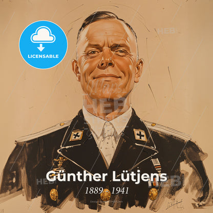 Günther Lütjens, 1889 - 1941, German Admiral - A Man In A Military Uniform Print Template