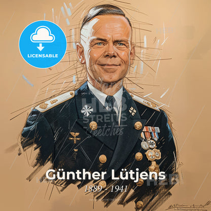 Günther Lütjens, 1889 - 1941, German Admiral - A Man In A Military Uniform Print Template