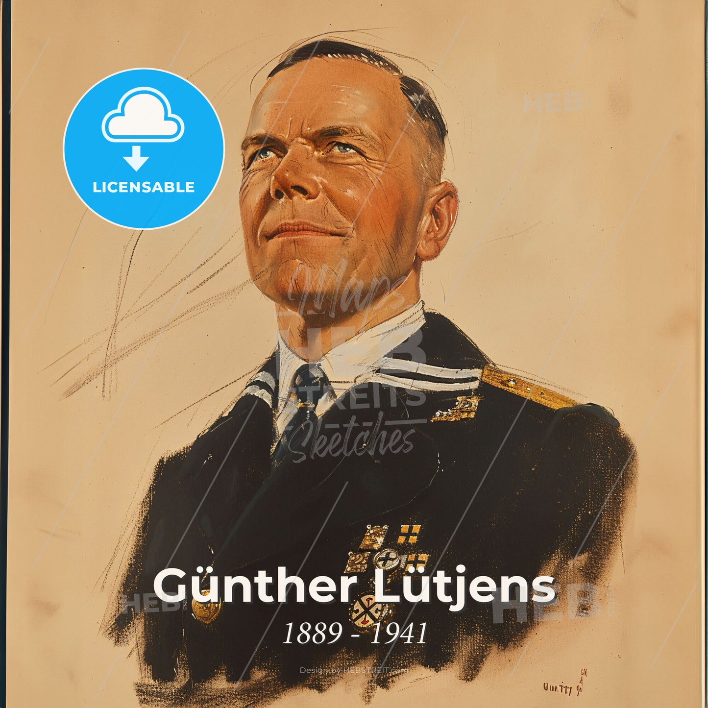 Günther Lütjens, 1889 - 1941, German Admiral - A Man In A Uniform Print Template