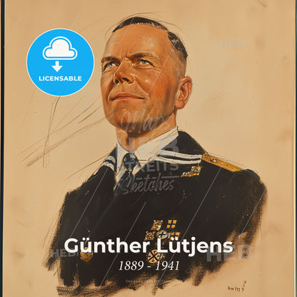 Günther Lütjens, 1889 - 1941, German Admiral - A Man In A Uniform Print Template