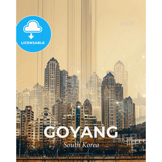 Goyang Urban Art Skyline Composite Poster - A city skyline with many tall buildings - Square format print template