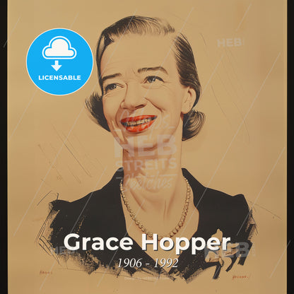 Grace Hopper, 1906 - 1992, American computer scientist - A Woman Smiling With A Necklace Print Template