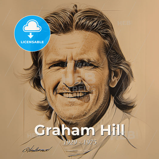 Graham Hill, 1929 - 1975, British racing driver - A Drawing Of A Man Smiling Print Template