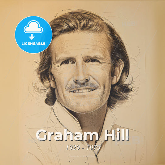 Graham Hill, 1929 - 1975, British racing driver - A Drawing Of A Man Smiling Print Template