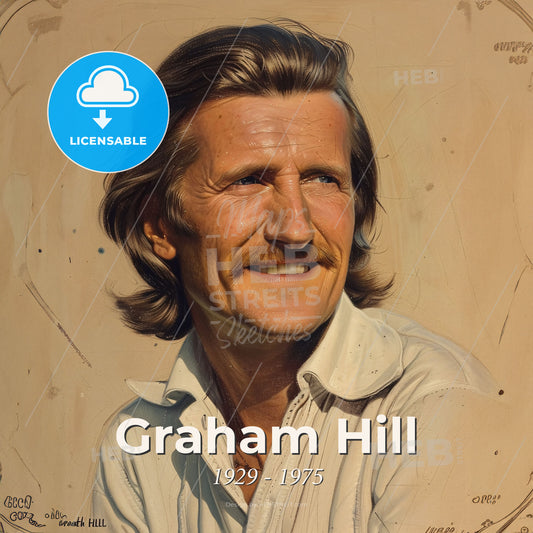 Graham Hill, 1929 - 1975, British racing driver - A Man With Long Hair Smiling Print Template