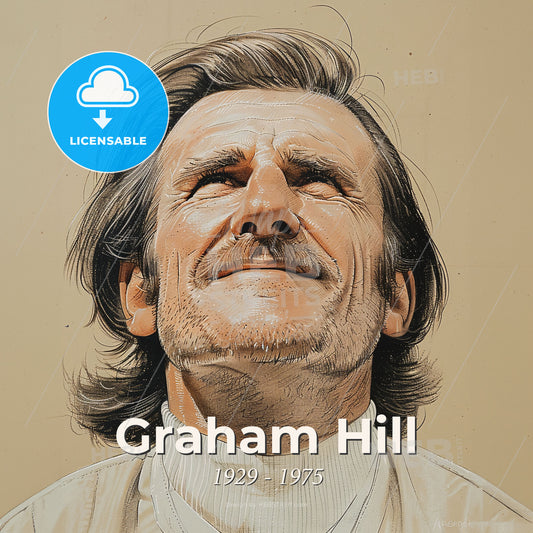 Graham Hill, 1929 - 1975, British racing driver - A Man Looking Up With His Eyes Closed Print Template