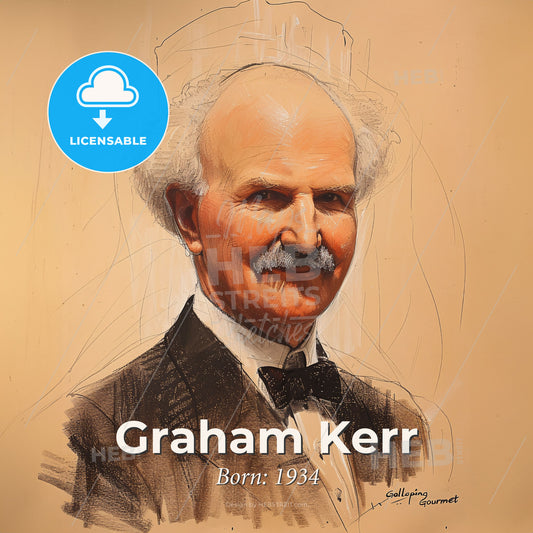 Graham Kerr, Born: 1934, British chef - A Man With A Mustache Print Template