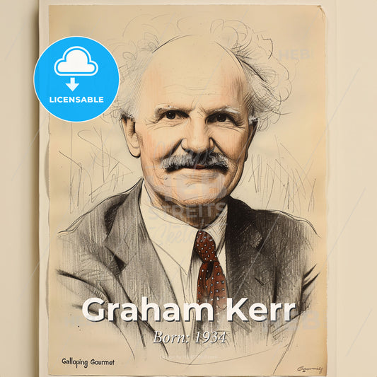 Graham Kerr, Born: 1934, British chef - A Drawing Of A Man Print Template