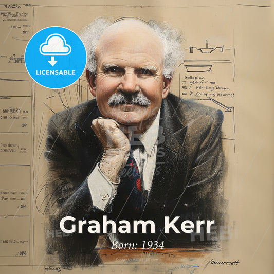 Graham Kerr, Born: 1934, British chef - A Man With A Mustache Print Template