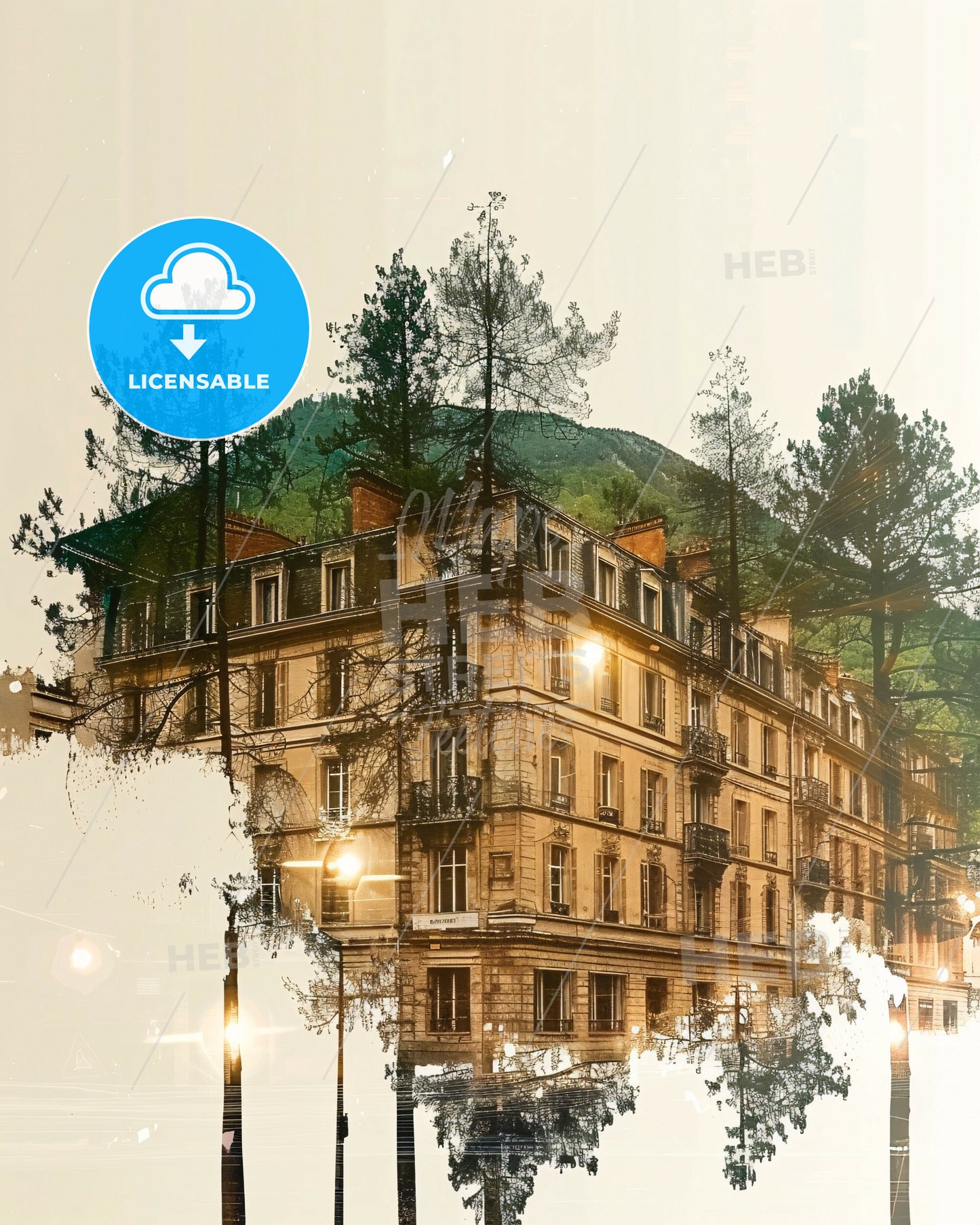 Grenoble Skyline Composite Art Poster - A building with trees on the side