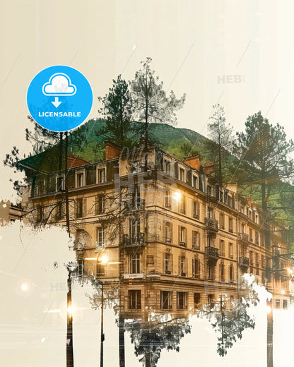 Grenoble Skyline Composite Art Poster - A building with trees on the side